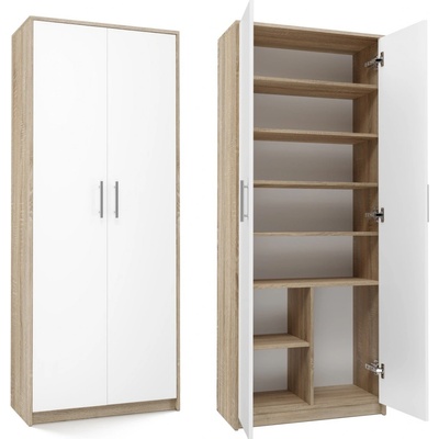 TP Living Kancelářská knihovna OLIV 2D dub sonoma / bílá – Sleviste.cz