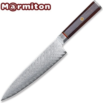 MARMITON Hoshi japonský kuchařský damaškový nůž dřevěná osmihranná rukojeť Rosewood UX 20 cm