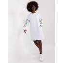 Fashionhunters White sweatshirt dress with embroidery on sleeves