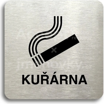 ACCEPT Piktogram kuřárna - stříbrná tabulka - černý tisk bez rámečku
