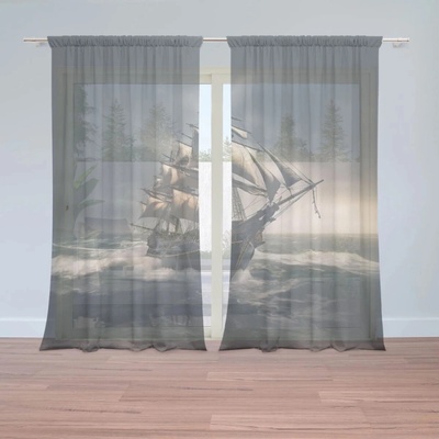 Sablio Záclony Plachetnica v rozbúrených vodách: 2ks 150x250cm