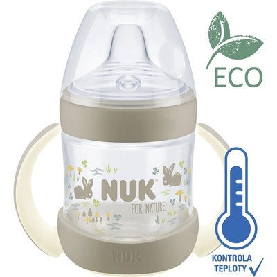 Nuk Láhev kojenecká For Nature na učení s kontrolou teploty hnědá 150 ml