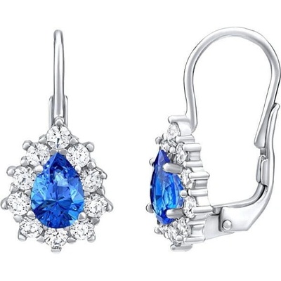 SILVEGO strieborné náušnice s modrými Swarovski zirkónmi31866M