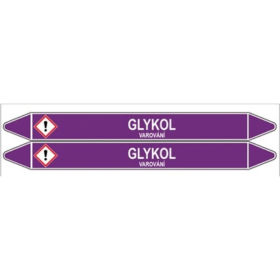 Značení potrubí, glykol,2 ks, 450 × 52 mm PZ 007188