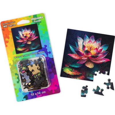 WoodMix Puzzles Дървен пъзел WoodMix, Цветя, 40 части - Водна лилия (WM-P40-0002)
