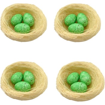 Sada štyroch hniezd s vajíčkami 8 cm