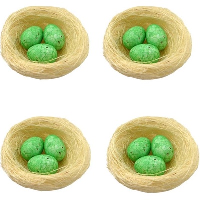 Sada štyroch hniezd s vajíčkami 8 cm