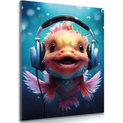 Obraz rybka se sluchátky - 40x60