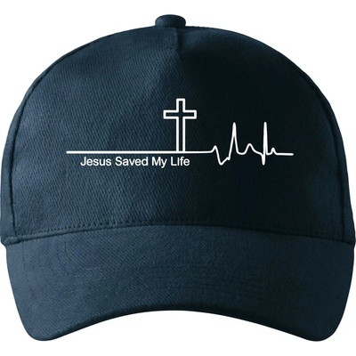 Jesus Saved My Life kríž ekg so zahnutým šiltom a mosaznou sponou Tmavomodrá takmer čierna