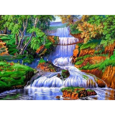 Norimpex - Puzzle Diamant painting: Waterfall in the forest 30x40cm - 1 - 39 piese