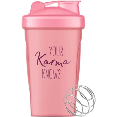 Goodie Plastový shaker s kovovou spirálou - růžový - 400 ml - 1 ks