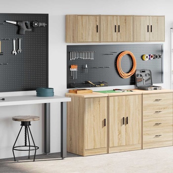 vidaXL гаражни шкафове, 2 бр, сонома дъб, инженерно дърво (3328298)