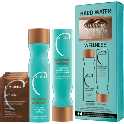 Malibu Hard Water Wellness Collection šampón 266 ml + kondicionér 266 ml + wellness sáčky 4 ks darčeková sada
