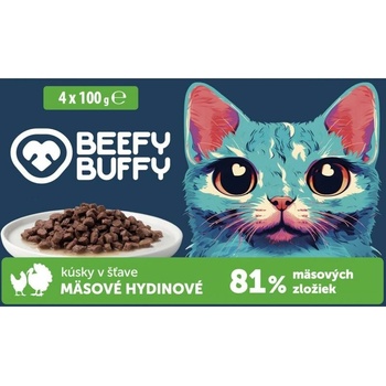 Beefy Buffy mäsové hydinové kúsky v omáčke 4 x 100 g