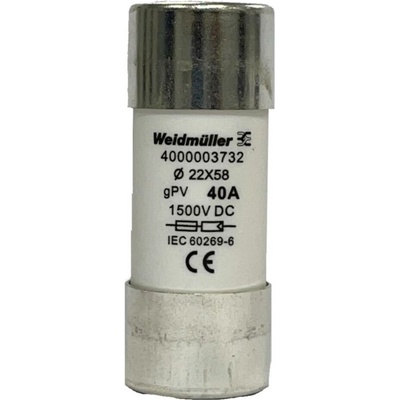 Weidmüller 4000003732 FUSE WSFL 22X58 40A 1K5V GPV trubičková pojistka Množství 10 ks