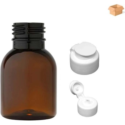 Tera Plastová lahvička hnědá s bílým dávkovacím víčkem 50 ml 600 ks