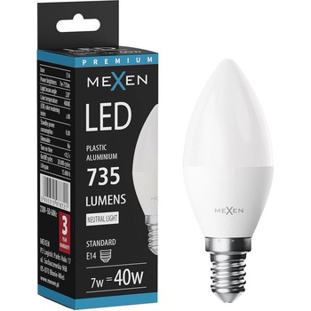 Mexen Nova LED крушка E14, C37, 7W, Неутрална - 4000K, 735 lm - L102-E14-0740-01 (L102-E14-0740-01)