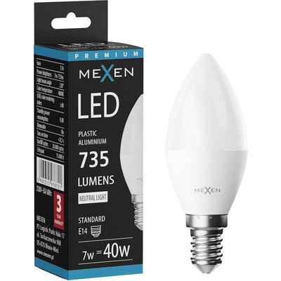 Mexen Nova LED крушка E14, C37, 7W, Неутрална - 4000K, 735 lm - L102-E14-0740-01 (L102-E14-0740-01)