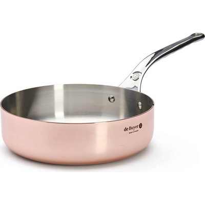 de Buyer, 6230.24 PRIMA MATERA, na soté, měděná, rovná, rovné nízké okraje, rukojeť z nerezové oceli, průměr 24 cm, výška 6,6 cm, váh
