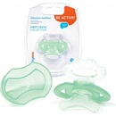 BabyOno hryzačka silikónova bez BPA v tvare cumlíka s krytom zelená