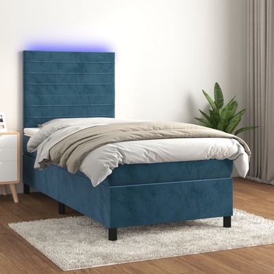 Petrashop 3136171 boxspring postel s matrací a LED tmavě modrá samet