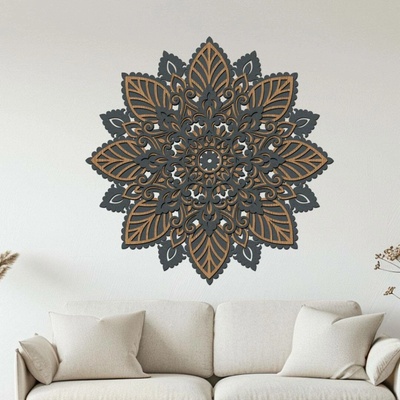 dřevo života 3 vrstvá mandala VDĚČNOSTI Rozměry (cm): 60x60, Zvolte barevný dekor: antracitova-horský dub