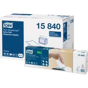 Tork двуслойни хартиени салфетки 21.6x33 бели за диспенсър N4 - 1 опаковка