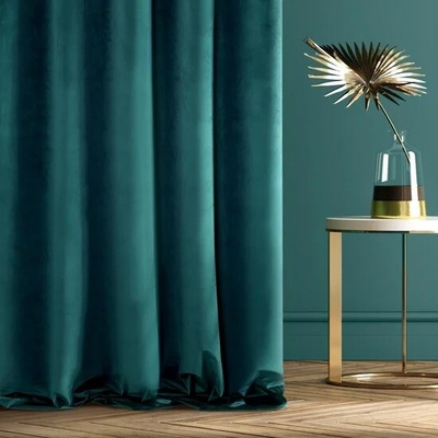 Eurofirany Blackout zatemňujúci záves RIA z jemného zamatu so zamatovou štruktúrou, tmavotyrkysový tmavotyrkysová Polyester 140x270 cm