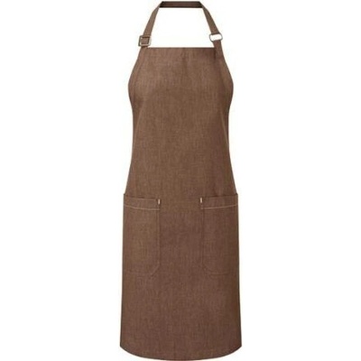 Premier Workwear Pracovní zástěra za krk z biobavlny 2 kapsy PR113 Brown Denim 80x72cm