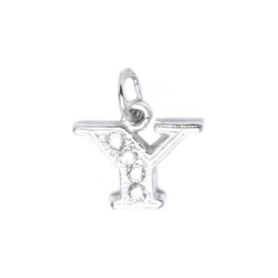 Šperky4U Stříbrný přívěšek písmeno se zirkony iniciála Y CS3426 Y