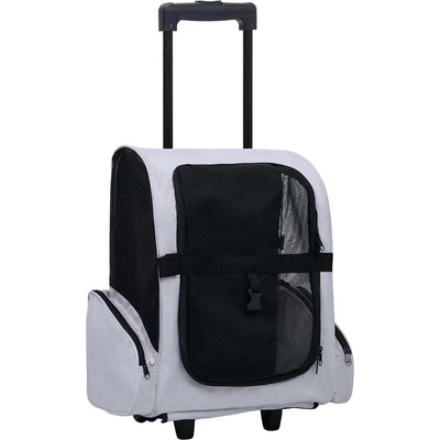 VidaXL Skládací přepravka pro mazlíčky 3 v 1 šedá, 40 × 25 × 55–104 cm
