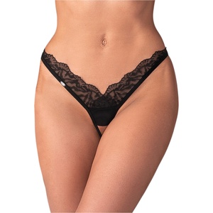 Obsessive - прозрачна дантелена прашка - черна - 2XL/3XL