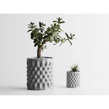 Кашпа Dent 2 Малка, 111x111xH126mm - Сребърна