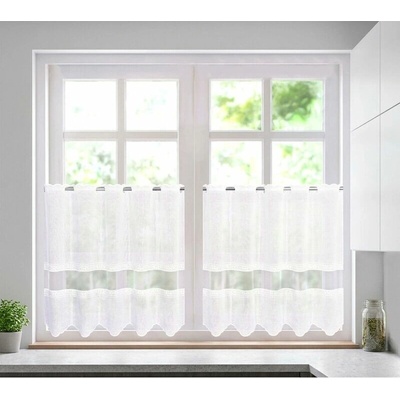 Záclona batist, Decentní ornament a tyl metráž, bílá 60 cm