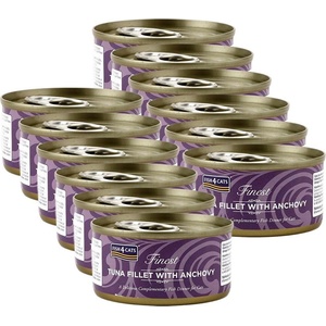 Fish4Dogs FISH4CATS Най-добро филе от риба тон с аншоа 12 x 70 г