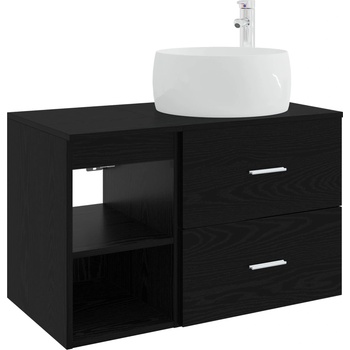 vidaXL Комплект мебели за баня 2 pcs Черен дъб Инженерна дървесина (3403921)