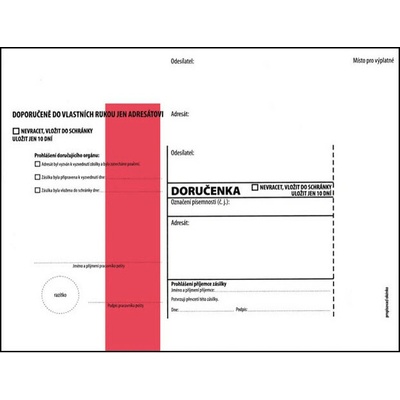 Obálky C5 s doručenkou, vytrhovací okénko - s červeným pruhem / 1000 ks