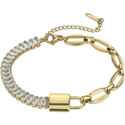 Marc Malone Pozlátený náramok so zirkónmi Jacqueline White Bracelet MCB24037G
