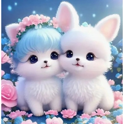 Norimpex - Puzzle Diamant painting: Kitten with houses 30x40cm - 1 - 39 piese