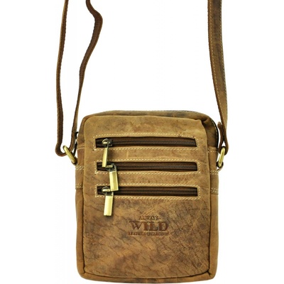 Always Wild malá hnědá kožená Crossbody taška 250-MH