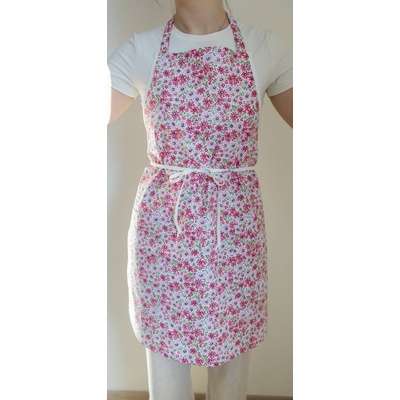 Polášek Bavlněná zástěra Kytičky Růžová