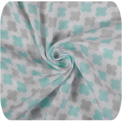 Xkko bmb Kikko Bambusové prestieradlo s gumou Mint Baby Blue Cross 50x70