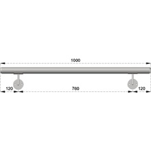 madlo 1000mm /brúsená nerez K320 /AISI316 set: 2ks úchyt, madlo ø 42.4mm s ukončením