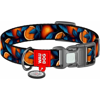 Waudog Oranges nylon dog collar with QR code