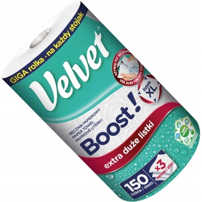 Velvet Boost třívrstvé papírové ručníky 150 útržků 1 role – Zboží Dáma Velvet Boost třívrstvé papírové ručníky 150 útržků 1 role – Zboží Dáma