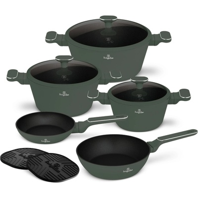 Pro-Tech shop Sada riadu s titánovým povrchom a pokrievkami s cedidlom Matte Green 10-dielna 55659