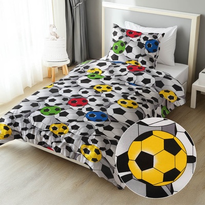 Biante bavlna obliečky Sandra SA-580 Farebné a sivé futbalové lopty 140x200 70x90