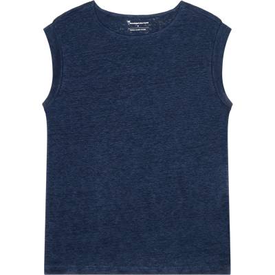 KnowledgeCotton Apparel Дамски топ KnowledgeCotton Apparel Women's Loose Fold Up Linen Top - Total Eclipse - размер XL (916-4446-0614)