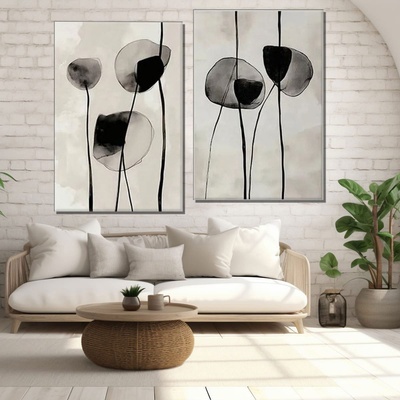 Decono Картини Абстрактни Сиви Цветя