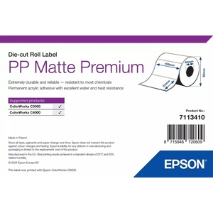 Epson Epson PP Матови Етикети Премиум, Перфорирани етикети, 102 x 51mm ( 535 Етикета ) (7113410)